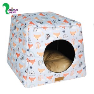 تشک و لانه مربعی سه کاره سگ و گربه طرح روباه برند پتیوو