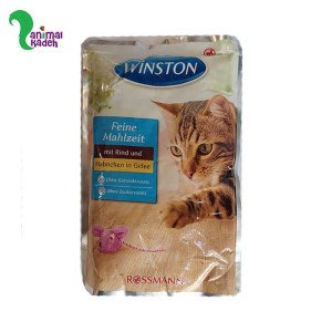 غذای تر گوشت گاو و مرغ در ژله برند وینستون مخصوص گربه