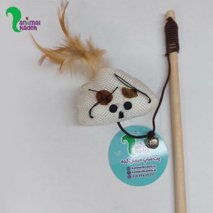 اسباب بازی موش پردار با دسته چوبی مخصوص گربه