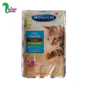 پوچ گربه وینستون گوشت گاو در ژله گوجه فرنگی 