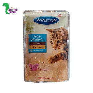 غذای تر گربه گوشت گاو در سس برند وینستون