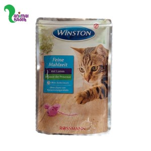 غذای گربه وینستون با طعم گوشت بره در سس