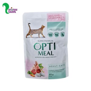پوچ گربه بالغ اوپتی میل طعم بره و سبزیجات در ژل 85 گرمی