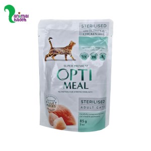 پوچ گربه بالغ عقیم شده اوپتی میل طعم بوقلمون و فیله مرغ 85 گرمی