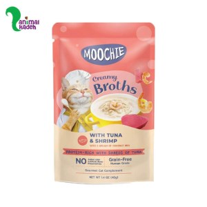 پوچ و سوپ خامه ای گربه برند موچی طعم تن و میگو و شیر نارگیل 40 گرمی