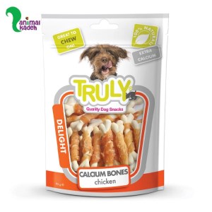 تشویقی نرم سگ برند ترولی مدل استخوان کلسیمی طعم مرغ 90 گرمی