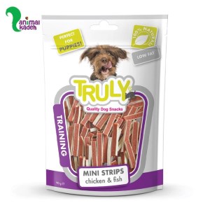 تشویقی نرم سگ برند ترولی مدل ساندویچی مناسب آموزش طعم مرغ و ماهی 90 گرمی