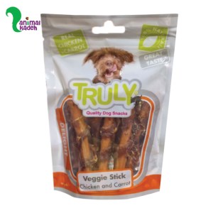 تشویقی دنتال سگ برند ترولی مدل وجی استیک طعم مرغ و هویج 90 گرمی