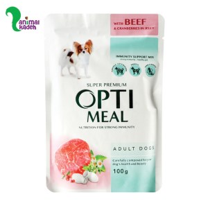 پوچ اوپتی میل سگ طعم گوشت و کرن بری در ژل 100 گرمی