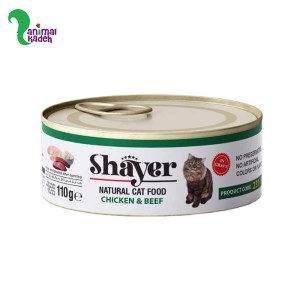 غذای تر کنسروی گربه بالغ برند شایر طعم مرغ و گوشت