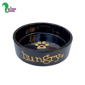 ظرف سرامیکی سگ و گربه hungry مشکی (لارج)