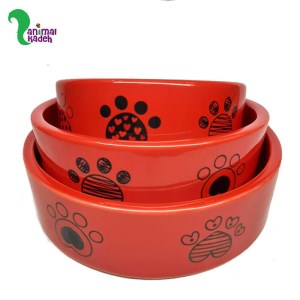 ظرف سرامیکی سگ و گربه my heart قرمز