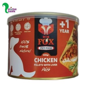 کنسرو سگ فاکس طعم مرغ و جگر 500 گرمی