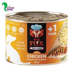 کنسرو سگ فاکس طعم مرغ و پاستا 500 گرمی