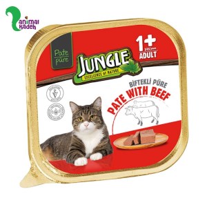 ووم گربه بالغ برند جانگل مدل پته طعم گوشت 100 گرم