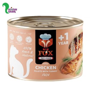 کنسرو گربه فاکس طعم مرغ و بوقلمون 500 گرمی