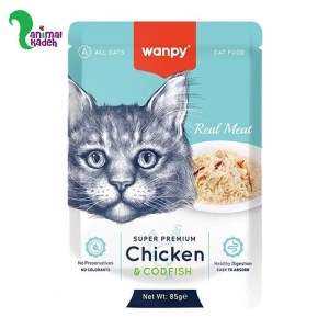 پوچ گربه ونپی با طعم مرغ و ماهی کاد 85 گرم E (آبی)