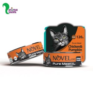 کنسرو گربه بالغ نچرال برند ناول طعم مرغ و کدو حلوایی 120 گرمی