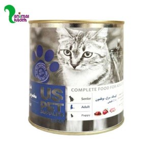 کنسرو US PET گربه بالغ طعم گوساله و مرغ و بوقلون 800 گرمی