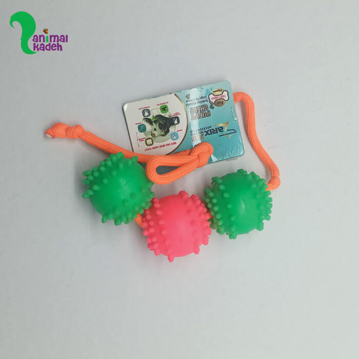 اسباب بازی دندانی سگ بند دار با سه توپ