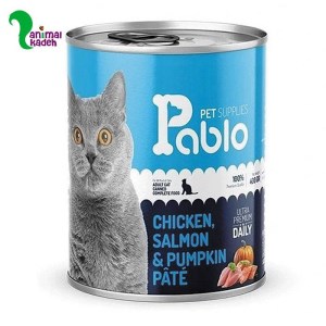 کنسرو الترا Pablo گربه بالغ طعم مرغ و ماهی سالمون و کدوتنبل 430 گرمی