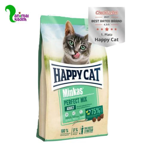غذا خشک گربه بالغ بالای یک سال برند هپی کت پرفکت میکس 