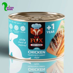 کنسرو سگ فاکس طعم مرغ و هویج 500 گرمی