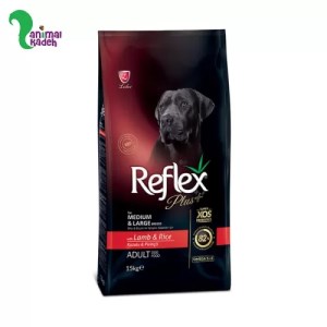 غذا خشک سگ بالغ رفلکس پلاس نژاد متوسط و بزرگ بره و برنج در 3 وزن