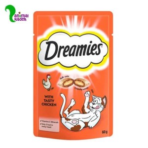تشویقی مغزدار گربه برند دریمیز با طعم مرغ ۶۰ گرم تشویقی دریمیز بیسکوئیتی گربه طعم مرغ