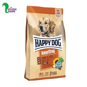 غذا خشک سگ بالغ هپی داگ مدل نیچر کروک ادالت طعم گوشت و برنج در 2 وزن