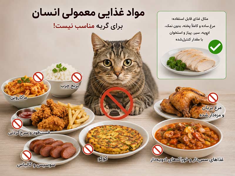 غذای-انسان-برای-گربه-ممنوع