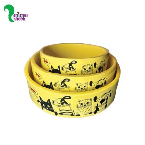 ظرف سرامیکی طرح سگ و گربه لیمویی رنگ