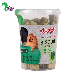 تشویقی بیسکوئیتی سگ با طعم اسفناج برند دودوتی